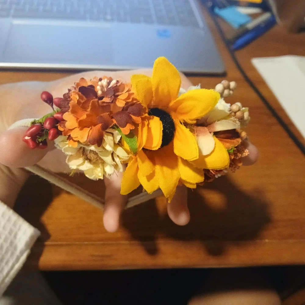 Autumn Sunflower Floral Baby Headband Fall Harvest Thanksgiving Hair Accessory